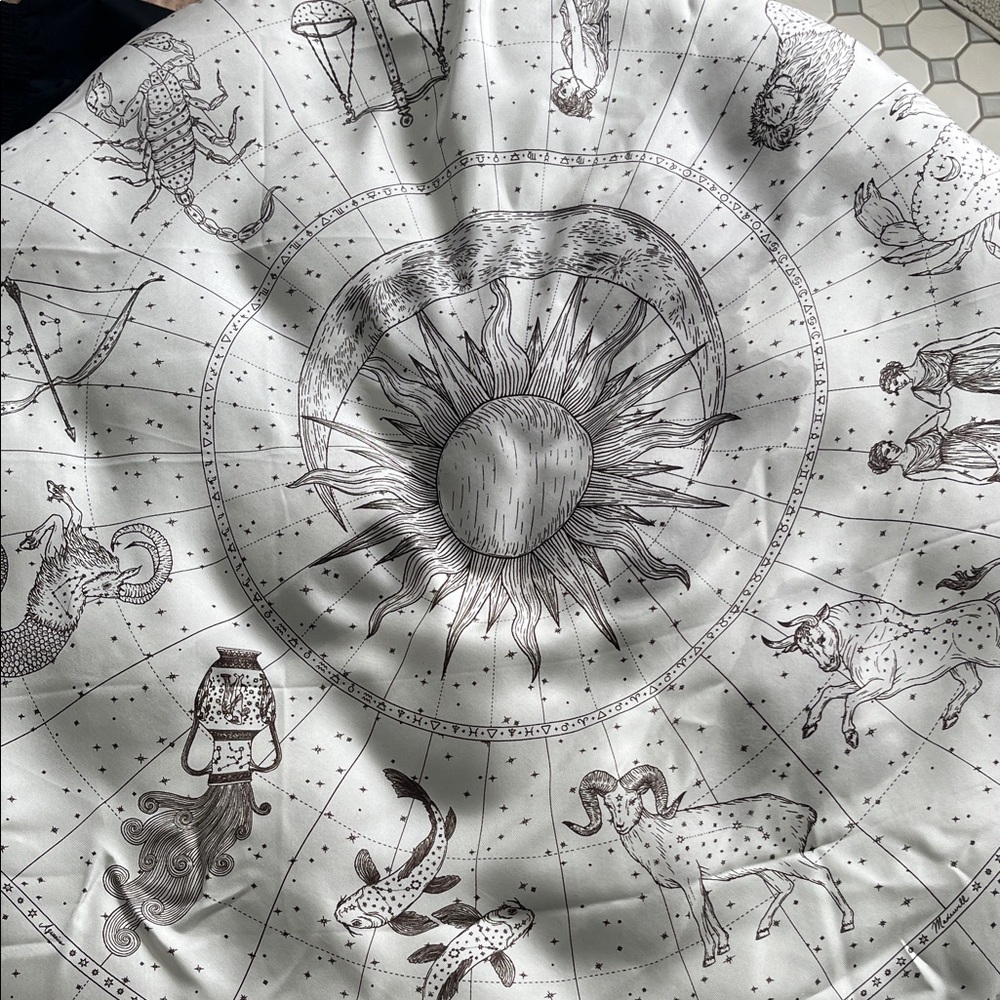Madewell Zodiac Astrological  Print Silk Scarf Black and White